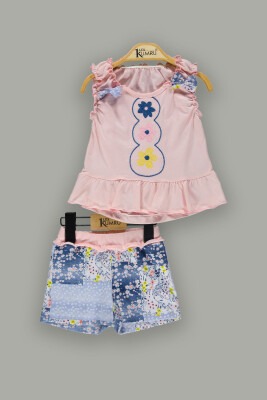 Wholesale 2-Piece Baby Girls Set with Tops and Shorts 3-12M Kumru Bebe 1075-3639 - Kumru Bebe (1)