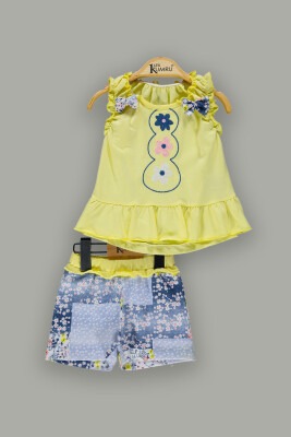 Wholesale 2-Piece Baby Girls Set with Tops and Shorts 3-12M Kumru Bebe 1075-3639 Жёлтый 