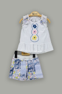Wholesale 2-Piece Baby Girls Set with Tops and Shorts 3-12M Kumru Bebe 1075-3639 Белый 