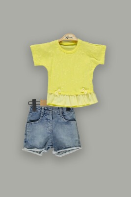 Wholesale 2-Piece Baby Girls Shorts Set With Blouse 6-18M Kumru Bebe 1075-3717 Yellow