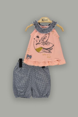 Wholesale 2-Piece Baby Girls Sleeveless T-Shirt and Shorts Sets 6-18M Kumru Bebe 1075-3666 Лососевый цвет