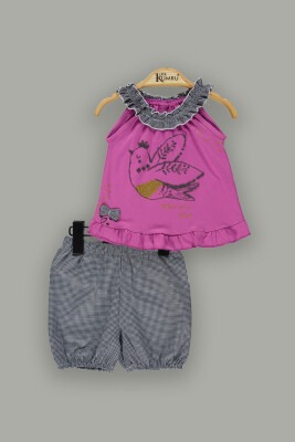 Wholesale 2-Piece Baby Girls Sleeveless T-Shirt and Shorts Sets 6-18M Kumru Bebe 1075-3666 Лиловый 