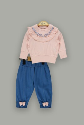 Wholesale 2-Piece Baby Girls Sweat Set with Pants 6-18M Kumru Bebe 1075-3875 Pink