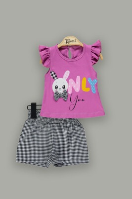 Wholesale 2-Piece Baby Girls T-Shirt And Shorts Set 3-12M 1075-3667 Лиловый 