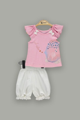 Wholesale 2-Piece Baby Girls T-shirt and Shorts Set 3-12M Kumru Bebe 1075-3622 Pink