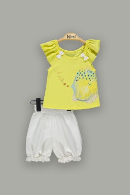 Wholesale 2-Piece Baby Girls T-shirt and Shorts Set 3-12M Kumru Bebe 1075-3622 Yellow