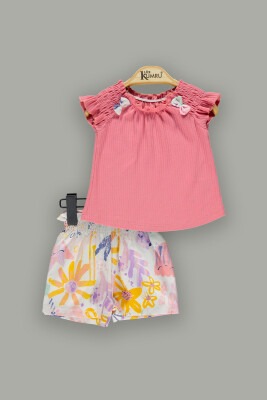Wholesale 2-Piece Baby Girls T-Shirt Set with Shorts 3-12M Kumru Bebe 1075-3729 Лососевый цвет