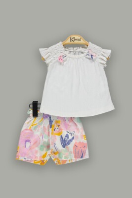 Wholesale 2-Piece Baby Girls T-Shirt Set with Shorts 3-12M Kumru Bebe 1075-3729 - Kumru Bebe