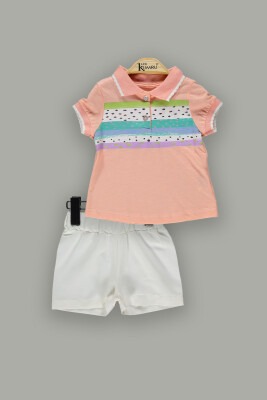 Wholesale 2-Piece Baby Girls T-Shirt Sets with Shorts 6-18M Kumru Bebe 1075-3808 Лососевый цвет