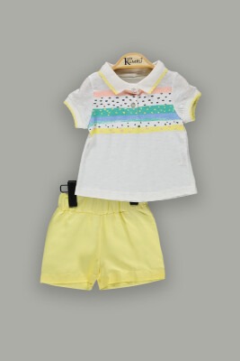 Wholesale 2-Piece Baby Girls T-Shirt Sets with Shorts 6-18M Kumru Bebe 1075-3808 Экрю