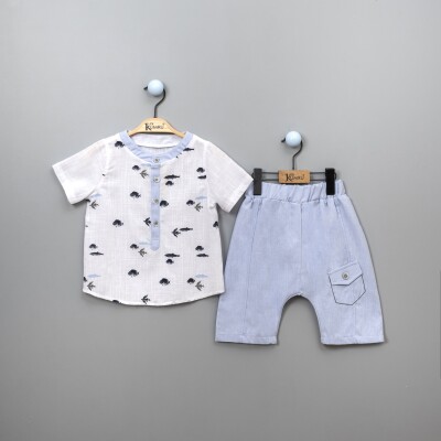 Wholesale 2-Piece Boys Patterned Shirt Set With Shorts 2-5Y Kumru Bebe 1075-3820 - 1