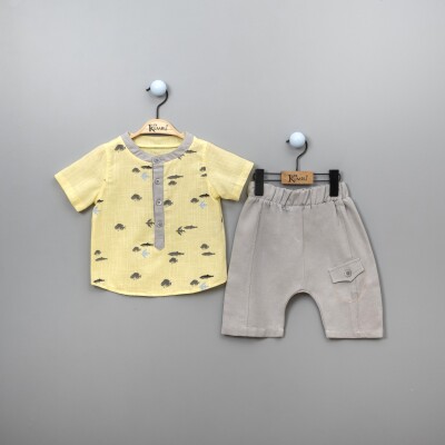 Wholesale 2-Piece Boys Patterned Shirt Set With Shorts 2-5Y Kumru Bebe 1075-3820 - Kumru Bebe (1)
