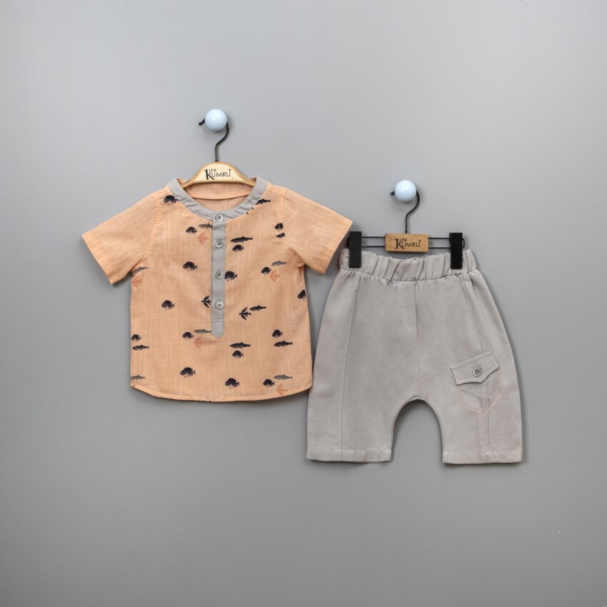 Wholesale 2-Piece Boys Patterned Shirt Set With Shorts 2-5Y Kumru Bebe 1075-3820 - 5