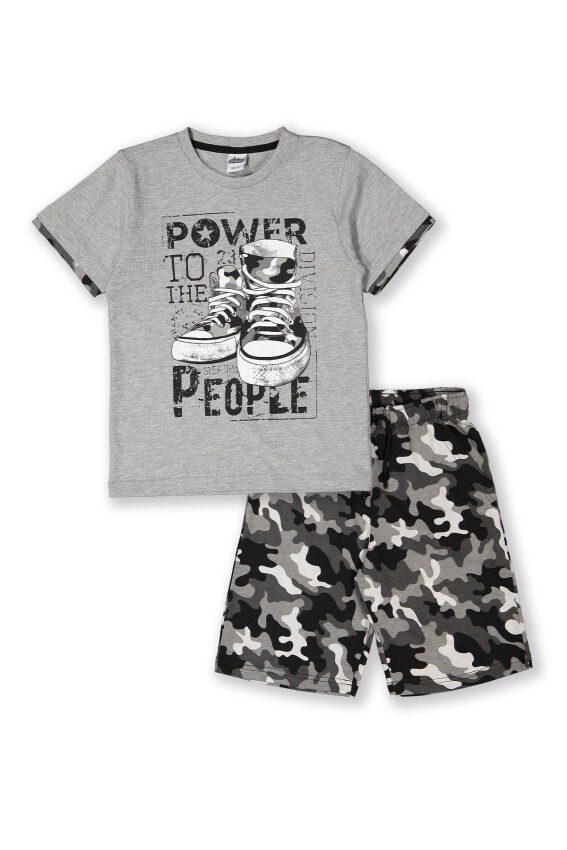 Wholesale 2-Piece Boys Patterned T-shirt and Shorts 8-14Y Elnino 1025-22151 - 3
