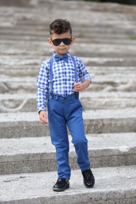Wholesale 2-Piece Boys Plaid Patterned Shirt and Pants 5-8Y Terry 1036-6288 - Terry (1)