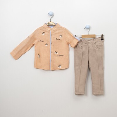Wholesale 2-Piece Boys Shirt Set with Pants 2-5Y Kumru Bebe 1075-3837 - Kumru Bebe