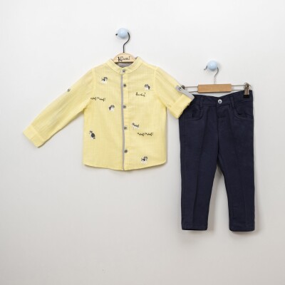Wholesale 2-Piece Boys Shirt Set with Pants 2-5Y Kumru Bebe 1075-3837 - 2