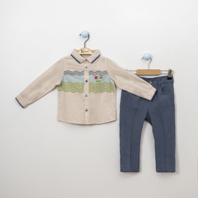 Wholesale 2-Piece Boys Shirt Set With Pants 2-5Y Kumru Bebe 1075-3871 Бежевый 