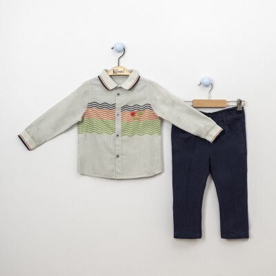 Wholesale 2-Piece Boys Shirt Set With Pants 2-5Y Kumru Bebe 1075-3871 Мятно-зеленый