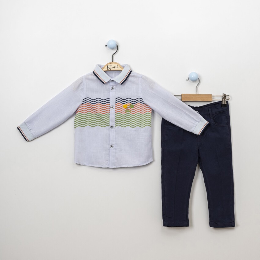 Wholesale 2-Piece Boys Shirt Set With Pants 2-5Y Kumru Bebe 1075-3871 - 2