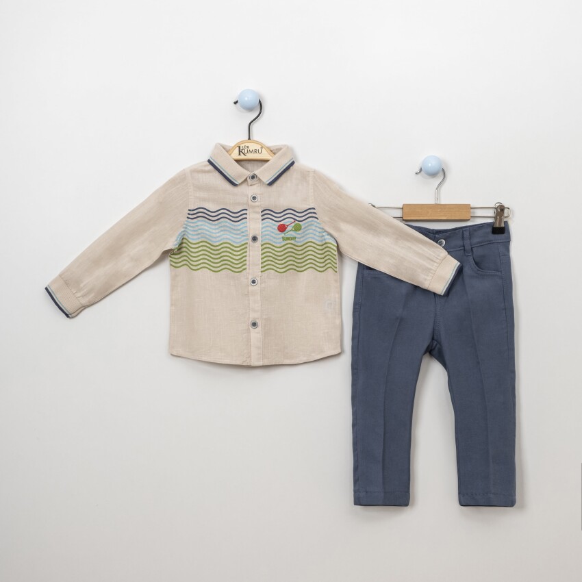 Wholesale 2-Piece Boys Shirt Set With Pants 2-5Y Kumru Bebe 1075-3871 - 3