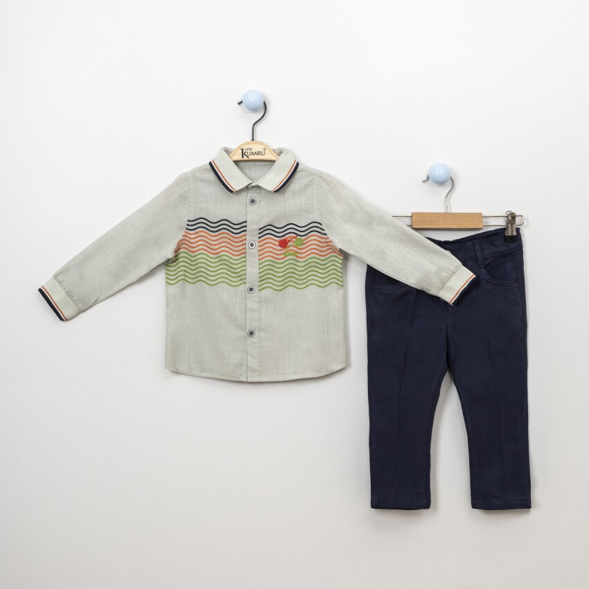 Wholesale 2-Piece Boys Shirt Set With Pants 2-5Y Kumru Bebe 1075-3871 - 6