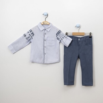 Wholesale 2-Piece Boys Shirt Set With Pants 2-5Y Kumru Bebe 1075-3877 Синий