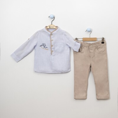Wholesale 2-Piece Boys Shirt Set With Pants 2-5Y Kumru Bebe 1075-3886 Синий
