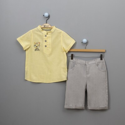 Wholesale 2-Piece Boys Shirt Set With Shorts 5-8Y Kumru Bebe 1075-3867 - Kumru Bebe (1)
