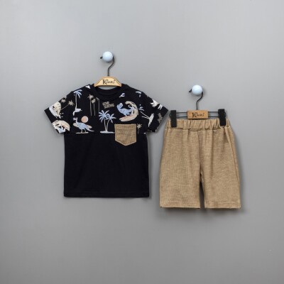 Wholesale 2-Piece Boys Shorts Set With T-Shirt 2-5Y Kumru Bebe 1075-3892 - Kumru Bebe