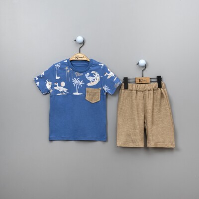 Wholesale 2-Piece Boys Shorts Set With T-Shirt 2-5Y Kumru Bebe 1075-3892 - 2