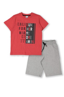 Wholesale 2-Piece Boys Shorts Set with T-shirt 8-14Y Elnino 1025-22157 Red