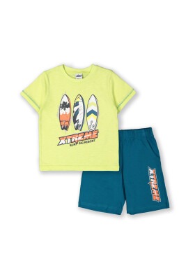 Wholesale 2-Piece Boys T-shirt and Shorts Set 3-6Y Elnino 1025-22104 Neon Green 