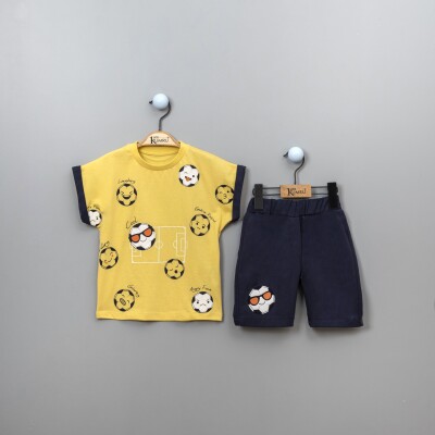 Wholesale 2-Piece Boys T-Shirt Set With Shorts 2-5Y Kumru Bebe 1075-3894 - Kumru Bebe