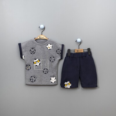 Wholesale 2-Piece Boys T-Shirt Set With Shorts 2-5Y Kumru Bebe 1075-3894 - 2