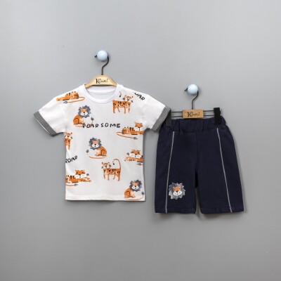 Wholesale 2-Piece Boys T-Shirt Set With Shorts 2-5Y Kumru Bebe 1075-3896 Белый 