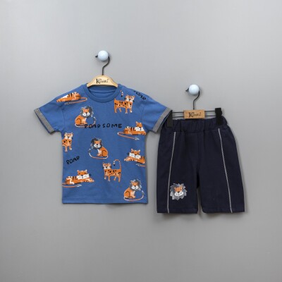 Wholesale 2-Piece Boys T-Shirt Set With Shorts 2-5Y Kumru Bebe 1075-3896 - Kumru Bebe