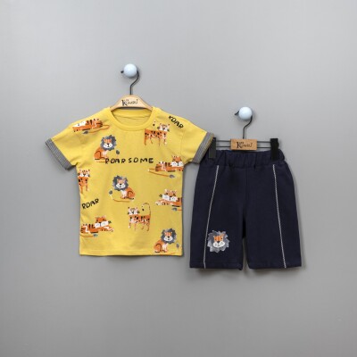 Wholesale 2-Piece Boys T-Shirt Set With Shorts 2-5Y Kumru Bebe 1075-3896 - 2