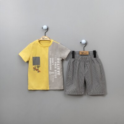 Wholesale 2-Piece Boys T-shirt Set with Shorts 2-5Y Kumru Bebe 1075-3897 - 1