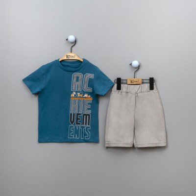 Wholesale 2-Piece Boys T-shirt Set with Shorts 2-5Y Kumru Bebe 1075-3898 Лазурный 