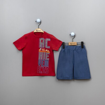 Wholesale 2-Piece Boys T-shirt Set with Shorts 2-5Y Kumru Bebe 1075-3898 Красный