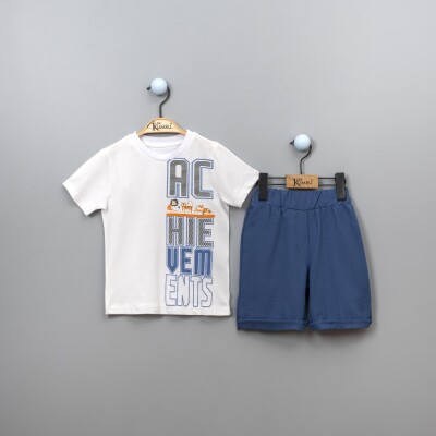 Wholesale 2-Piece Boys T-shirt Set with Shorts 2-5Y Kumru Bebe 1075-3898 - Kumru Bebe