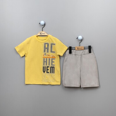 Wholesale 2-Piece Boys T-shirt Set with Shorts 2-5Y Kumru Bebe 1075-3898 - 2