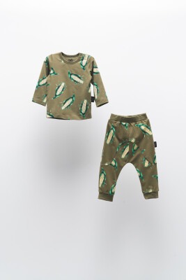 Wholesale 2-Piece Boys Tracksuit Set with Printed 2-5Y Moi Noi 1058-MN50992 Хаки 