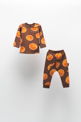 Wholesale 2-Piece Boys Tracksuit Set with Printed 2-5Y Moi Noi 1058-MN50992 Brown
