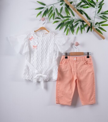 Wholesale 2-Piece Girl Set with Shorts 3-6Y Busra Bebe 1016-211123 Пудра