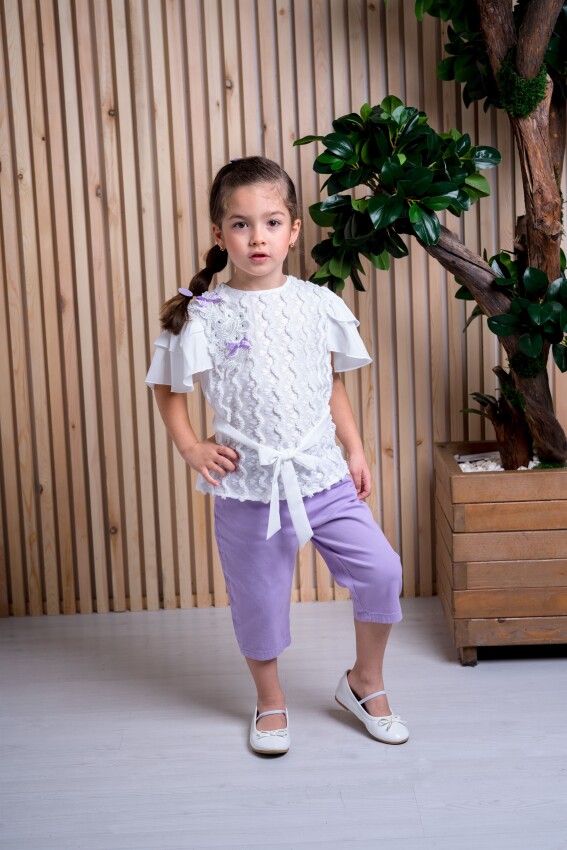 Wholesale 2-Piece Girl Set with Shorts 3-6Y Busra Bebe 1016-211123 - 2