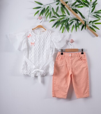 Wholesale 2-Piece Girl Set with Shorts 3-6Y Busra Bebe 1016-211123 Blanced Almond