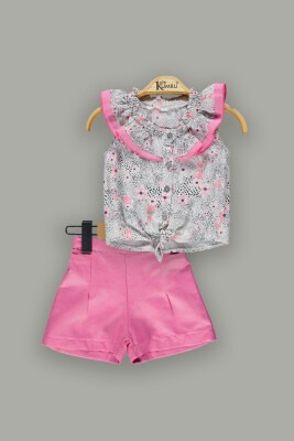 Wholesale 2-Piece Girl Shorts Set With Ruffle Blouse 2-5Y Kumru Bebe 1075-3681 Пурпурный 