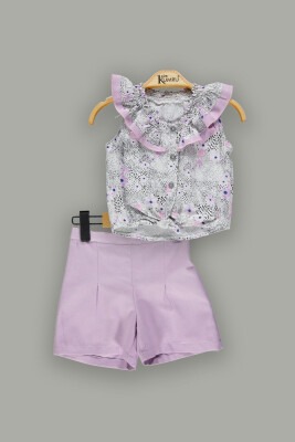 Wholesale 2-Piece Girl Shorts Set With Ruffle Blouse 2-5Y Kumru Bebe 1075-3681 - 2